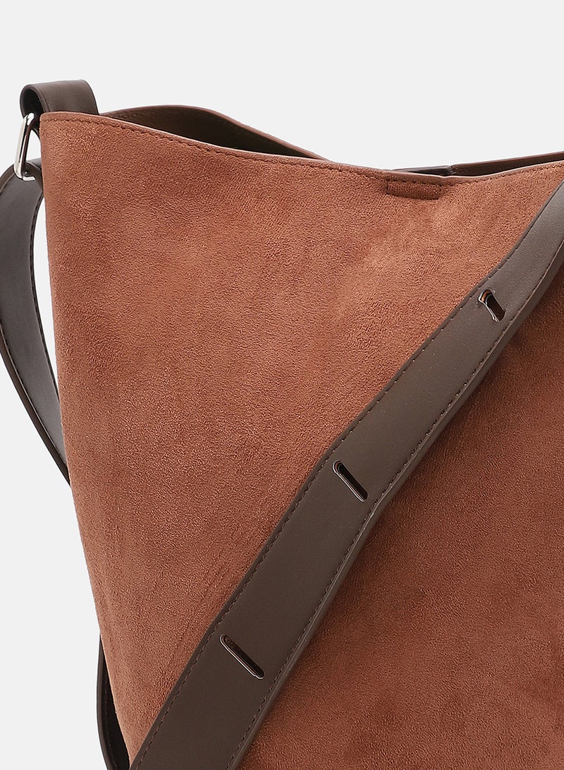 Solid Zip Lock Regular Suede Hand Bag For Women