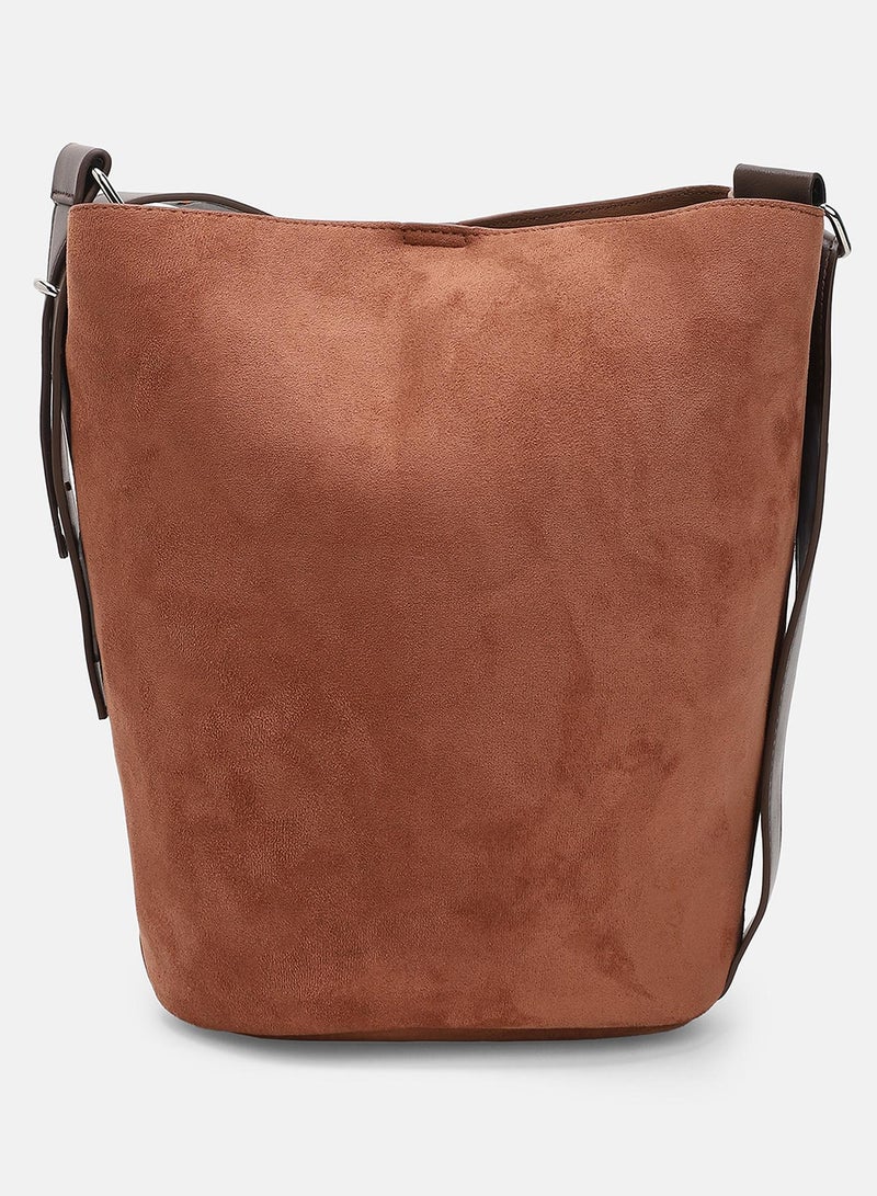 Solid Zip Lock Regular Suede Hand Bag For Women