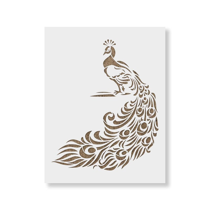 Ivanas Peacock Stencil - Reusable Stencils for Painting - Mylar Stencil for Crafts and Decorations Size - (12 x 12 inch) - Image 1