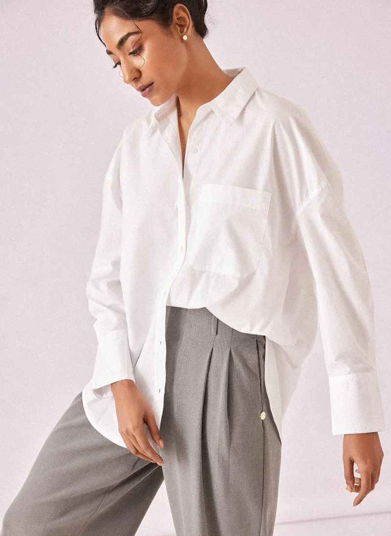 The Label Life White Poplin Oversized Shirt