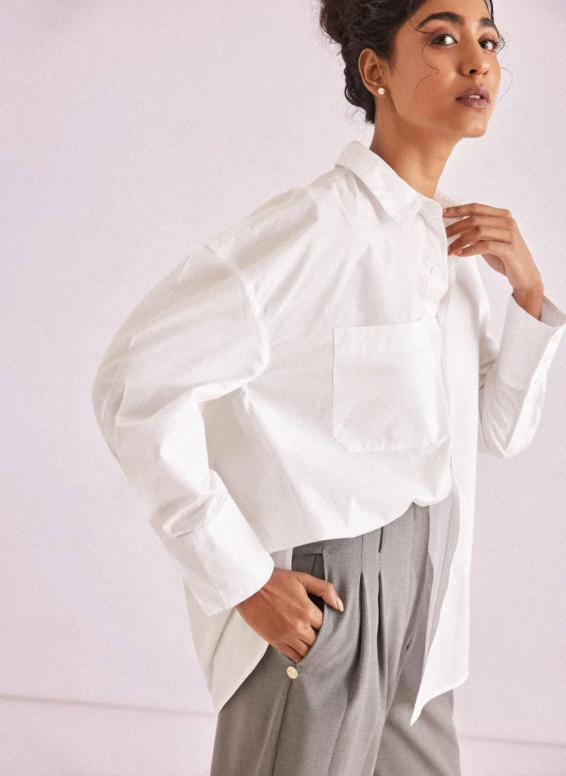 The Label Life White Poplin Oversized Shirt