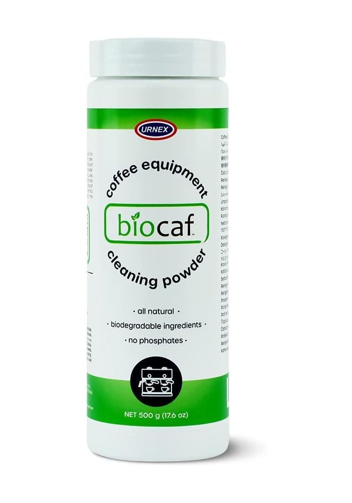 Urnex Biocaf Coffee Equipment Wash - 17.6 Ounce (500g) - Biodegradable and Phosphate-Free Cleaner for Espresso Machines and Coffee Brewers - Image 1