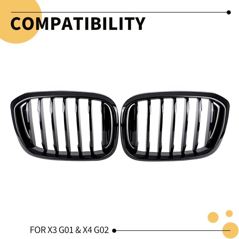 MAXDOM LLC شبكة أمامية علوية بديلة من MAXDOM لسيارة BMW X3 G01 و X4 G02 - شبكة ABS ذات شريحة واحدة باللون الأسود اللامع - Image 3