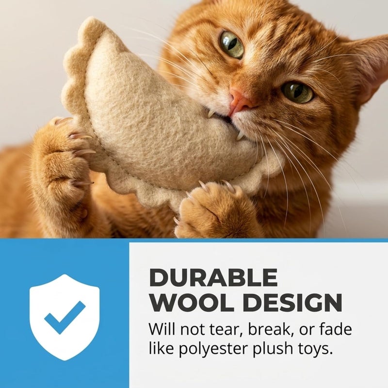 Glaciart One ألعاب قطط من نوع “Glaciart One Wool Dumpling” مع نبات النيبت | تعزز التفاعل وتخفف من الملل، وتشجع القطط على ممارسة الرياضة والاستكشاف واللعب | محشية بأعشاب عضوية تساعد على تهدئة القطط أو تقليل قلقها. - Image 4