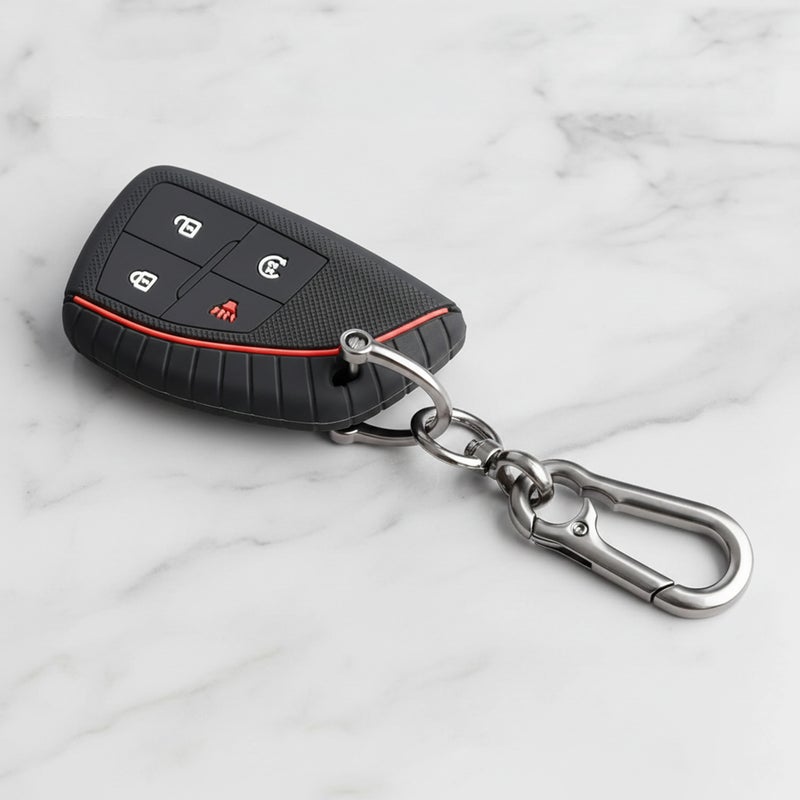 4-Button Car Key Cover: Food-Grade Silicone, Fluorescent White Buttons - Wear-Resistant Dustproof Key Fob Cover for 4-Button Car Remote, Night Recognition, Vehicle Key Protection - Image 3