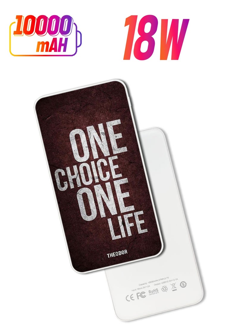 Theodor 10,000 mAh Super Fast Charging Ultra Compact Power Bank with Quick Charge & Power Delivery, Portable Charger For iPhone and Android One Choice One Life - Image 1