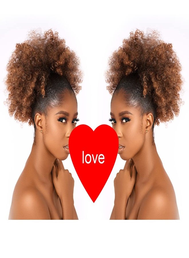 CECINILL Afro Puff kinky curly Drawstring Ponytail Extension for Black Women Synthetic Short Afro Kinkys Curly Afro Bun Extension Hairpieces Updo Hair Extensions with Two Clips(T30#) - Image 2