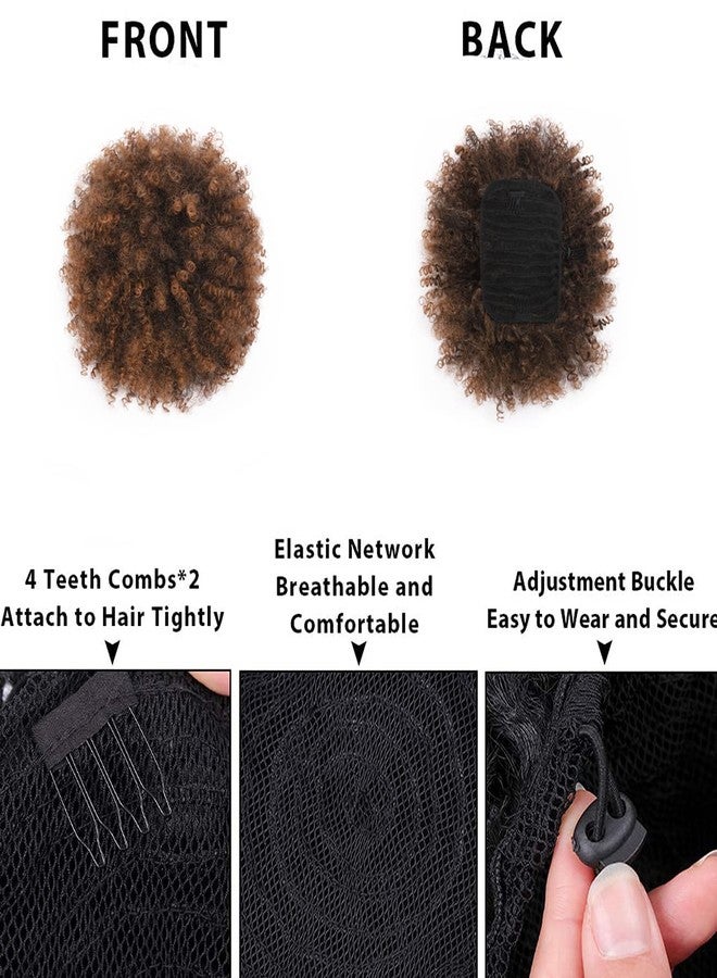 CECINILL Afro Puff kinky curly Drawstring Ponytail Extension for Black Women Synthetic Short Afro Kinkys Curly Afro Bun Extension Hairpieces Updo Hair Extensions with Two Clips(T30#) - Image 4