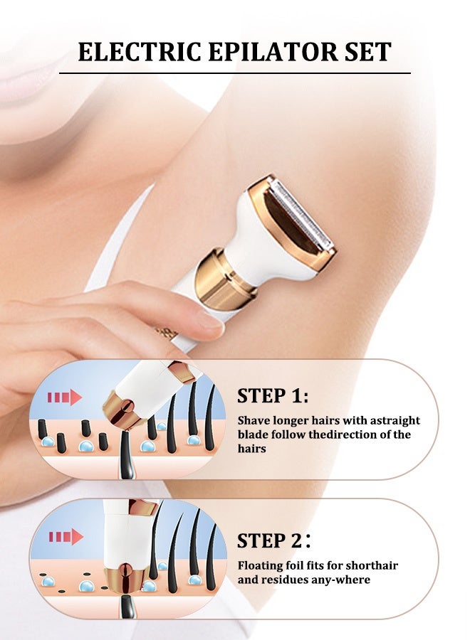 Epilator 4-in-1 - Professional Hair Removal for Bikini/Legs/Underarm,  Waterproof IPX7 Women's Long-Lasting Smooth Skin Kit USB Charge - Image 3