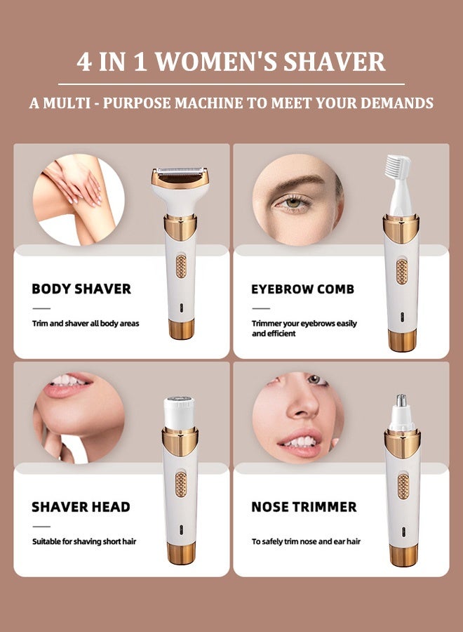 Epilator 4-in-1 - Professional Hair Removal for Bikini/Legs/Underarm,  Waterproof IPX7 Women's Long-Lasting Smooth Skin Kit USB Charge - Image 4