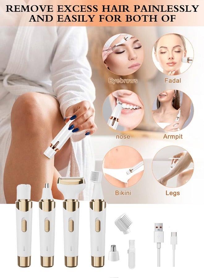 Epilator 4-in-1 - Professional Hair Removal for Bikini/Legs/Underarm,  Waterproof IPX7 Women's Long-Lasting Smooth Skin Kit USB Charge - Image 1