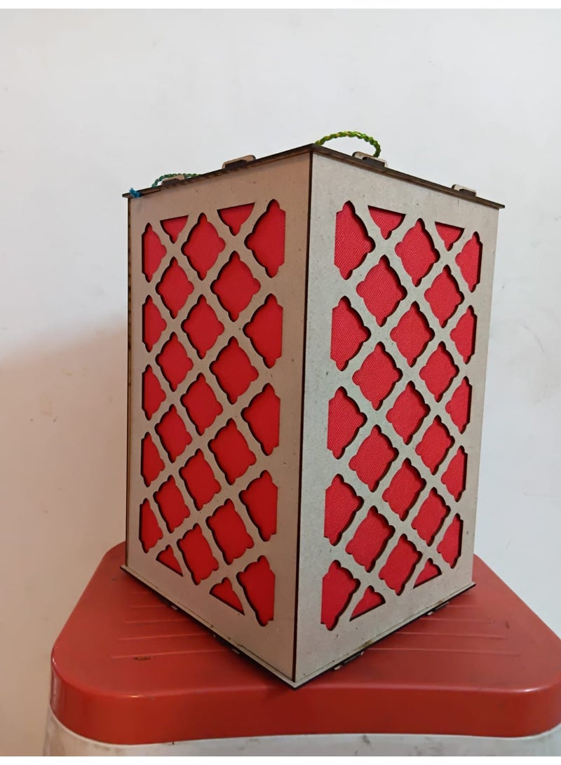 Shubhcart-MDF Decorative Diwali Lantern (Kandil) – Handmade Festive Hanging Light Box with Red Inner Shade - Image 2