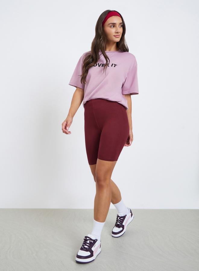 ستايلي شورت ركوب دراجة سادة أساسي - Image 1