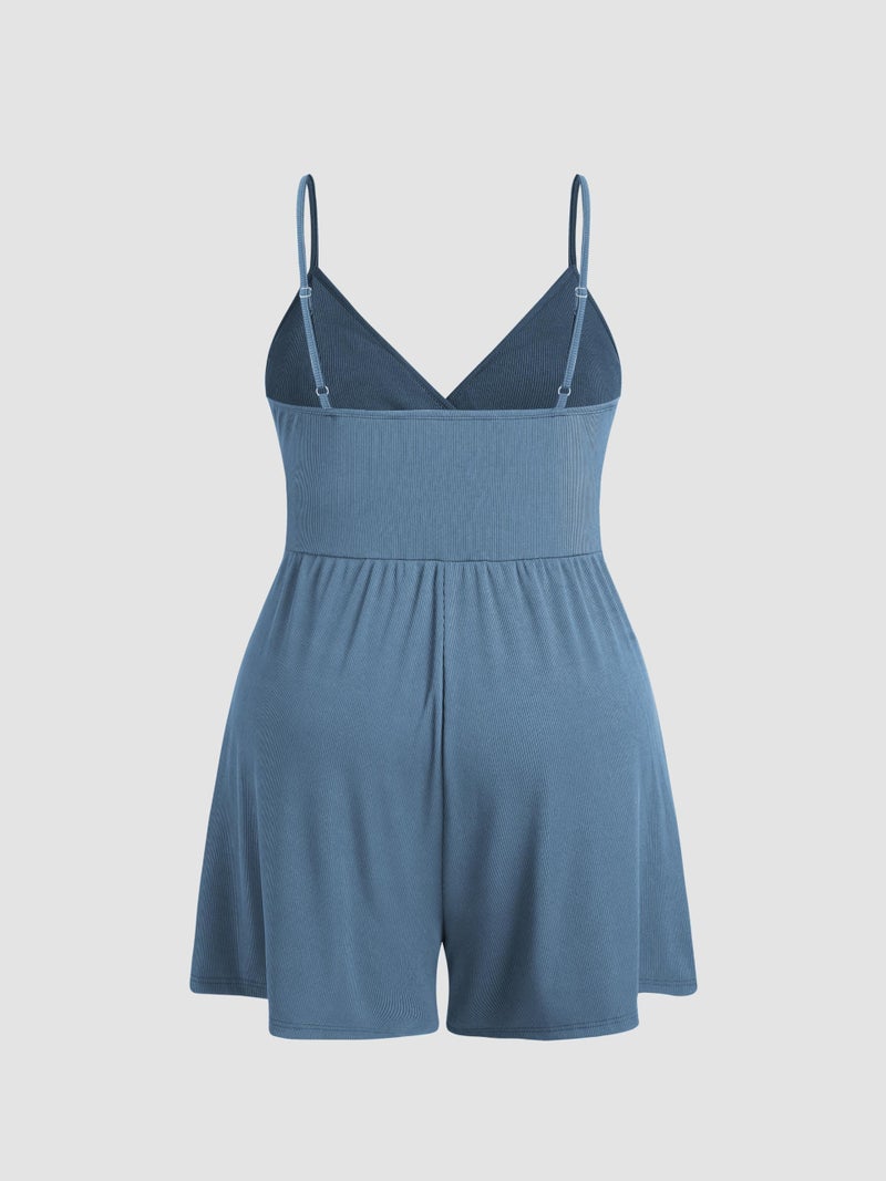 CIDER Plus Size Rompers For Curvy Women V Neck Sleeveless Spaghetti Strap Wide Leg Shorts Overalls Jumpsuit Summer Outfits - Image 4