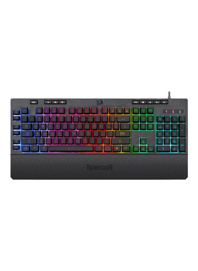 Redragon Shiva K512 RGB Backlit Membrane Wired Gaming Keyboard with Multimedia Keys, 6 Extra On-Board Macro Keys, Dedicated Media Control, Detachable Wrist Rest- Black - Image 1