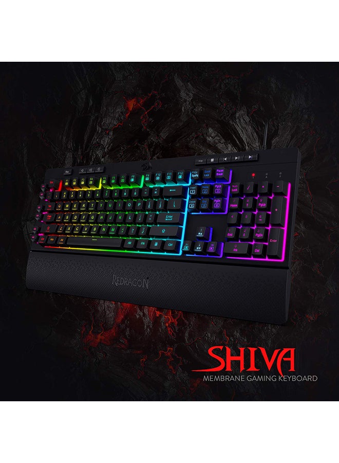 Redragon Shiva K512 RGB Backlit Membrane Wired Gaming Keyboard with Multimedia Keys, 6 Extra On-Board Macro Keys, Dedicated Media Control, Detachable Wrist Rest- Black - Image 3