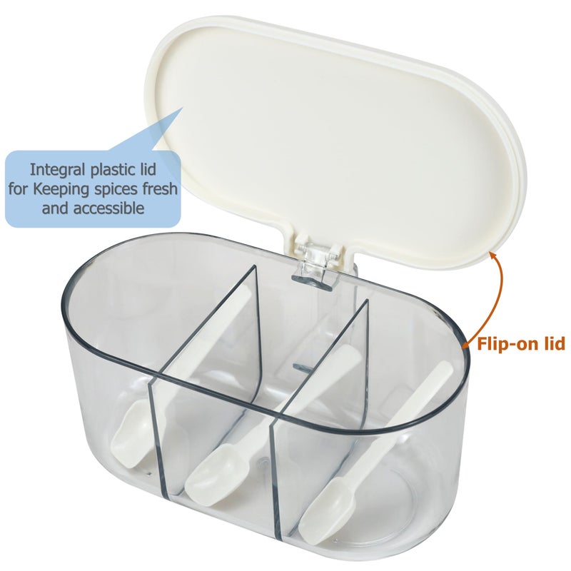 EIKS Seasoning Box Condiment Canisters with Lid & Spoons for Serving & Storing Salt Sugar Spice Pepper Seasoning, Working for Home Kitchen Coffee Restaurant - Image 5