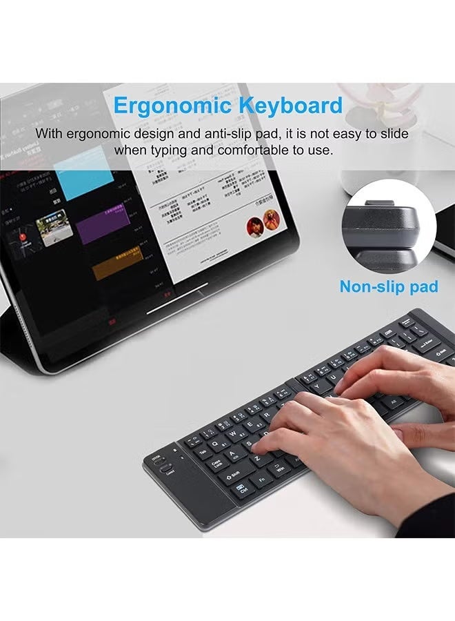 Foldable Bluetooth Keyboard, Ultra-Slim Pocket Size Rechargeable Keyboard,Compatible with IOS/Android/Windows,Smartphone/Tablet/Laptop,Black - Image 3