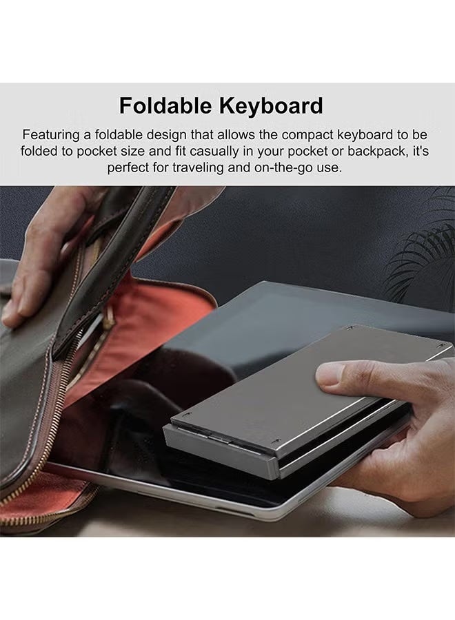 Foldable Bluetooth Keyboard, Ultra-Slim Pocket Size Rechargeable Keyboard,Compatible with IOS/Android/Windows,Smartphone/Tablet/Laptop,Black - Image 4