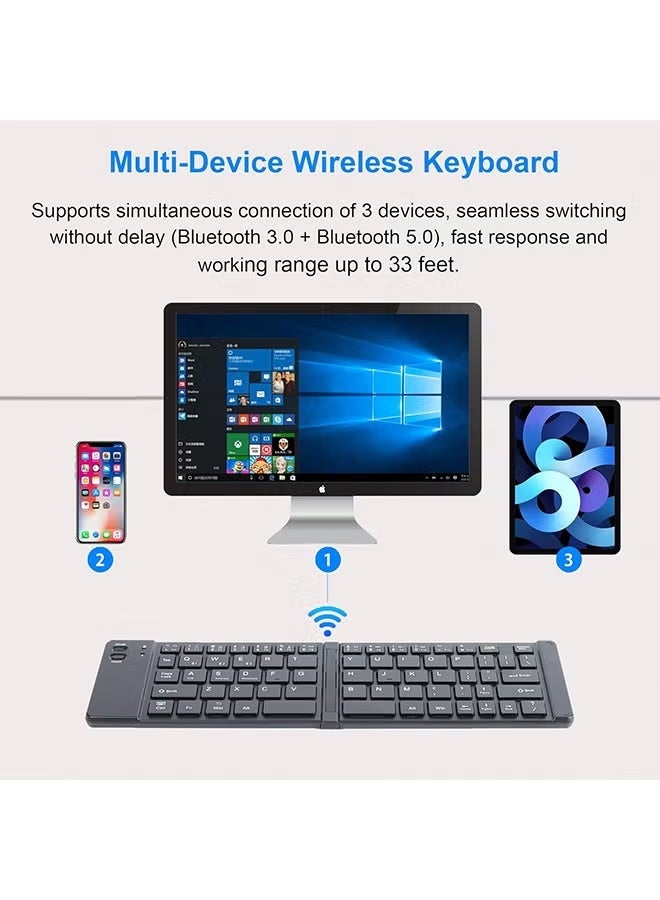 Foldable Bluetooth Keyboard, Ultra-Slim Pocket Size Rechargeable Keyboard,Compatible with IOS/Android/Windows,Smartphone/Tablet/Laptop,Black - Image 5