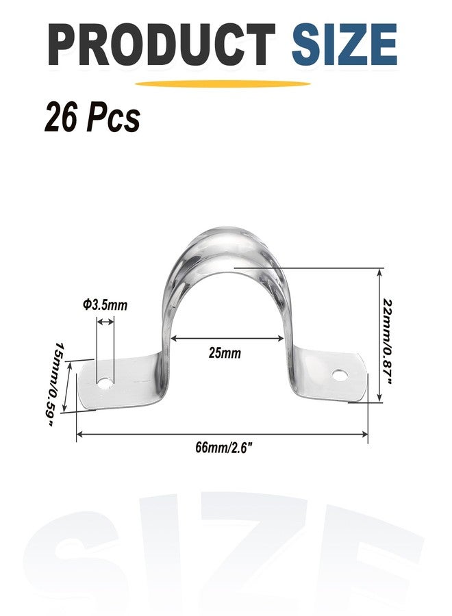 ميكسينيتي مشبك أنابيب MECCANIXITY 26 قطعة 1 بوصة 25 مم، حزام أنابيب من الفولاذ المقاوم للصدأ بفتحة واحدة، حامل على شكل حرف U مزدوج الشريط، مشبك أنابيب معدني صلب لتثبيت الأنابيب وتركيب أسلاك الأنابيب - Image 2