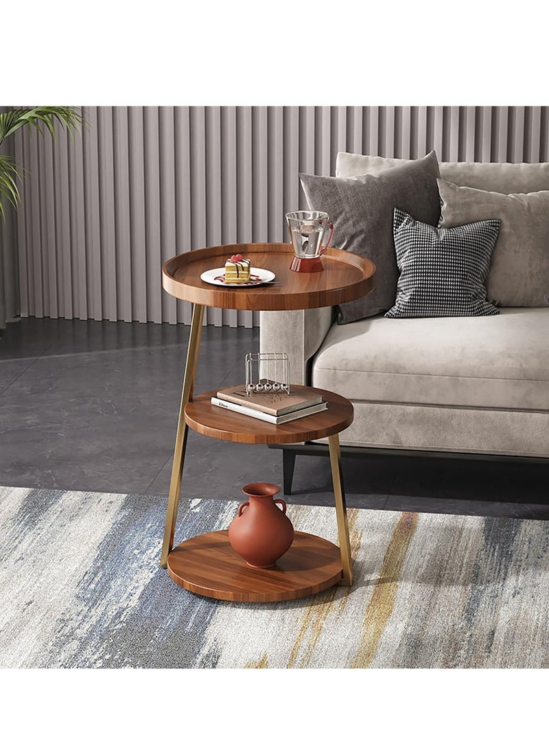 Blueland End Table, Round Living Room Sofa Side Table, Metal Bedside Desk Stand, Movable Nightstand, Modern Corner Tea Table, Rustic Style Tables, Bedroom, Office & Balcony, Easy to Assemble  - Image 4