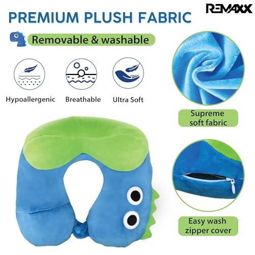REMAXX Inflatable Kids Travel Neck Pillow for Boys and Girls for Car Airplane Compact Washable Soft Cozy Quick Inflation Camel Head Design with Included Carrybag with Free Sketch for Coloring The Box - Image 2