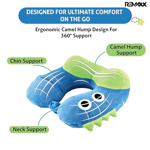 REMAXX Inflatable Kids Travel Neck Pillow for Boys and Girls for Car Airplane Compact Washable Soft Cozy Quick Inflation Camel Head Design with Included Carrybag with Free Sketch for Coloring The Box - Image 4