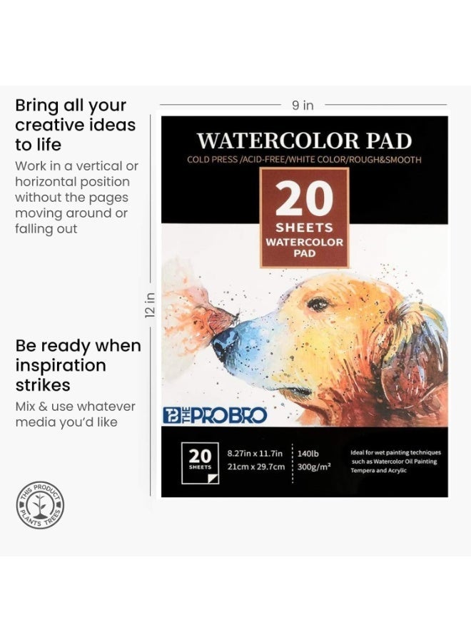 THE PRO BRO A4 Watercolor Paper 300 GSM | 20 Sheets | Cold Press Sketchbook for Painting & Drawing - Image 5