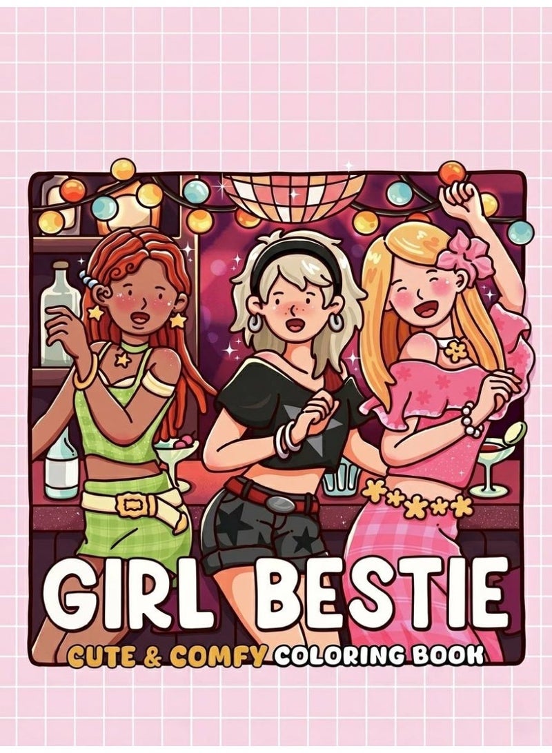 Girl Bestie Cute Coloring Book for Teens & Women - Stress Relief Hand-Drawn Designs, 24 Pages, 20x20cm - Image 1