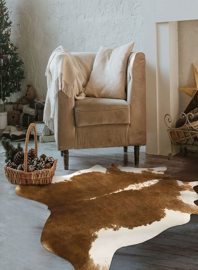 BENRON Small Cowhide Rug, Faux Cow Hide Rugs for Entryway Kitchen Hallyway Western Home Decor, Non Slip Cute Rug with Irregular Animal Skins and Hides, Khaki Brown, 2.9 x 3.9ft - Image 4