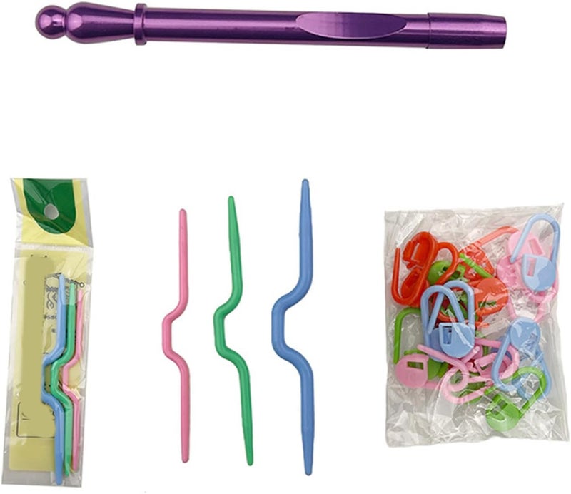 Aluminum Crochet Hook with 8 Interchangeable Tip Knitting Marker Knitting Needle Ergonomic Needle 3.0mm-7.0mm Removable Hook Head - Image 3
