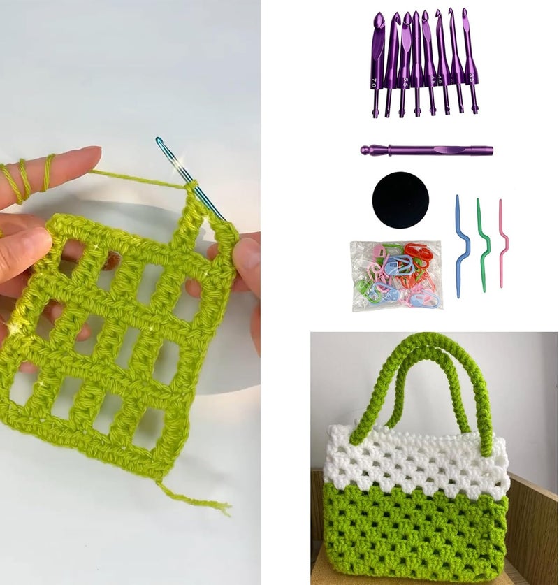 Aluminum Crochet Hook with 8 Interchangeable Tip Knitting Marker Knitting Needle Ergonomic Needle 3.0mm-7.0mm Removable Hook Head - Image 2
