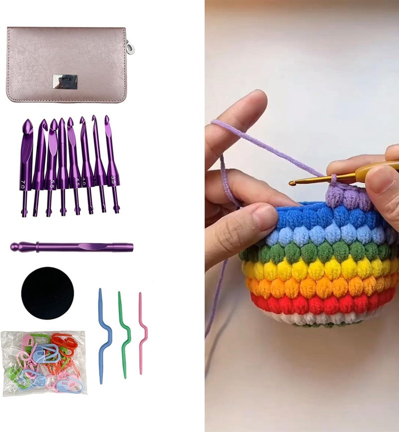 Aluminum Crochet Hook with 8 Interchangeable Tip Knitting Marker Knitting Needle Ergonomic Needle 3.0mm-7.0mm Removable Hook Head - Image 4
