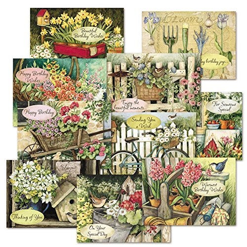 Current by Susan Winget Happy Birthday Greeting Card Set - Value Pack of 20 Cards With White Envelopes, 10 Designs, Large 5" x 7" Assortment - Image 1