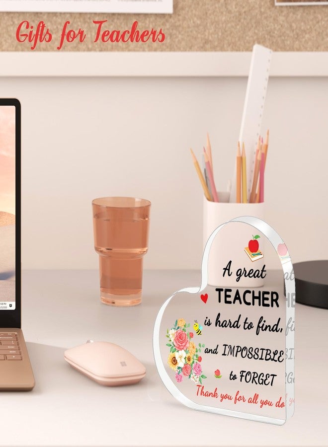 ilifemate Teacher Gifts for Women, Men, Christmas Gifts for Teachers - Acrylic Heart Shape Plaque Teachers Gifts, Teacher Christmas Birthday Thanksgiving Appreciation Gifts for Women Men Best Teacher Gifts - Image 3