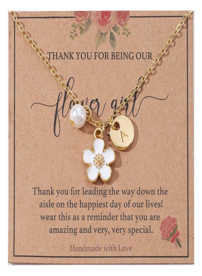 ENASAL Initial Flower Girl Proposal Gift,Will You Be My Flower Girl Gift,Thank You for Being Our Flower Girl Necklace （A） - Image 1