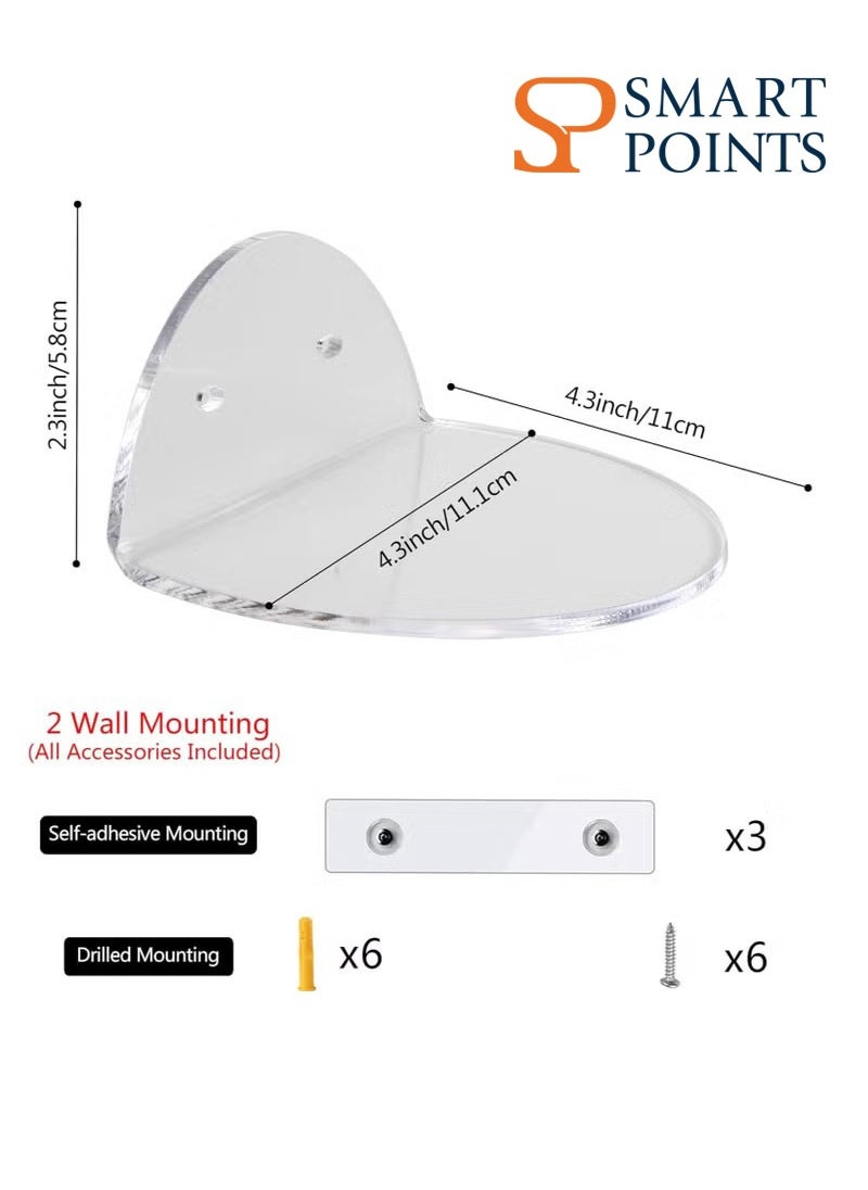SMARTPOINTS Set of 3 Small Acrylic Wall Shelves – Clear Floating Display Shelves for Home & Office Decor  - Image 2