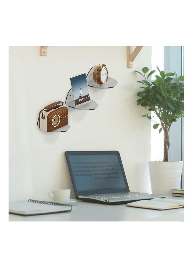 SMARTPOINTS Set of 3 Small Acrylic Wall Shelves – Clear Floating Display Shelves for Home & Office Decor  - Image 5