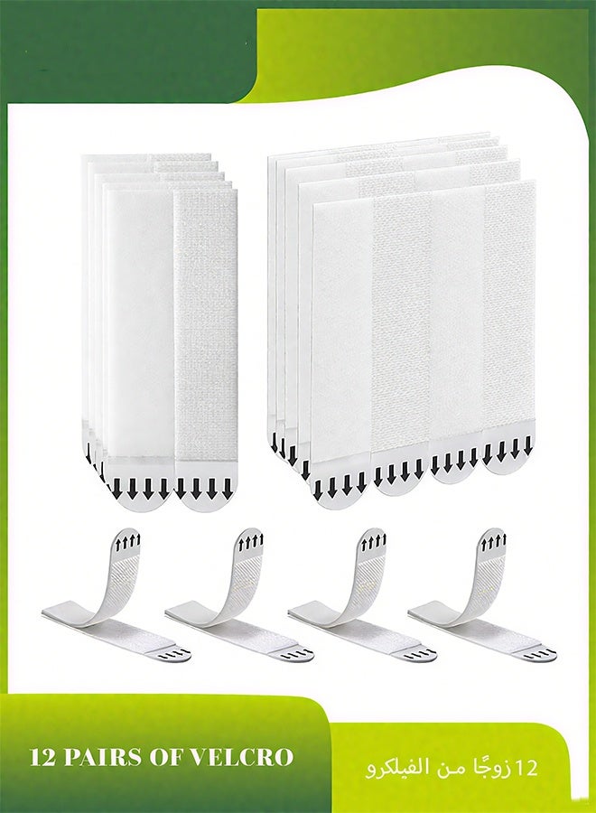 Happy D 24 Pairs (48 Strips) Picture Hanging Strips, Heavy Duty Sticky Picture Hangers for Walls, Hanging Pictures Without Nail, Damage Free Refill Adhesive Poster Strips, Frame Mounting Strips White - Image 1