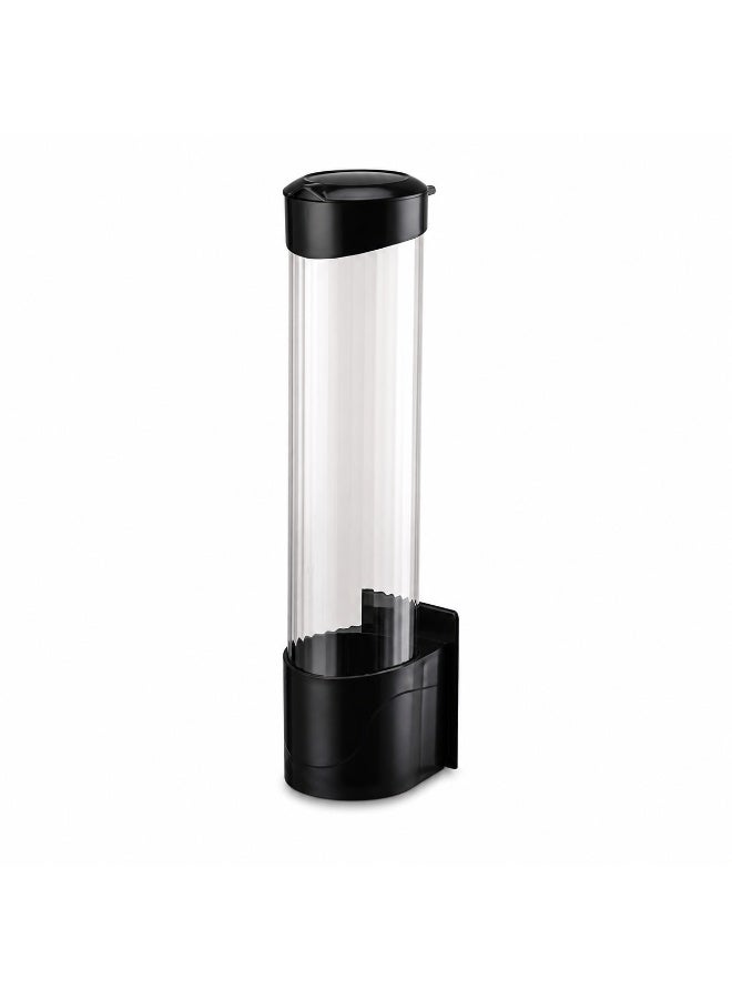 Wall-Mounted Disposable Cup Dispenser Transparent Plastic Cup Holder with Black Cover - Image 1