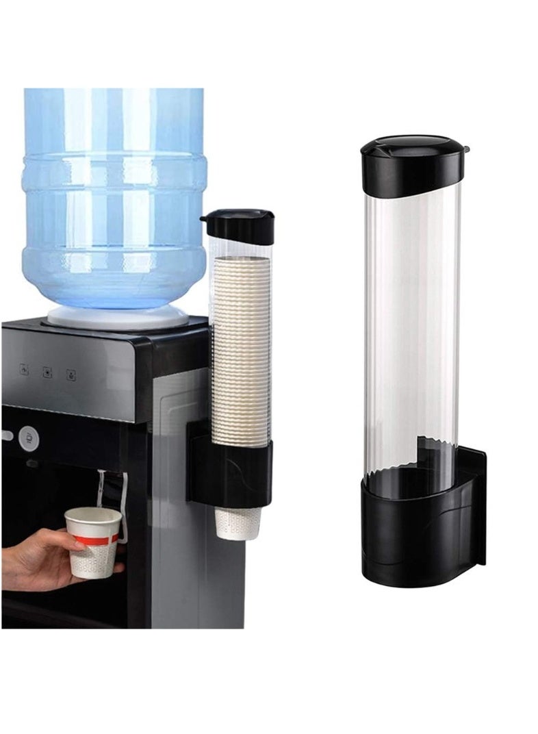 Wall-Mounted Disposable Cup Dispenser Transparent Plastic Cup Holder with Black Cover - Image 3