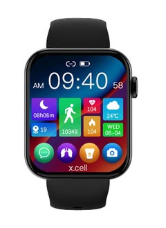 Xcell Xcell G6 Music Smart watch,Arabic Interface, Heart Rate,Blood Pressure,Oxygen Level Monitoring, Receive & Make Calls,Water Resistance: IP67, 1 Week Battery life, Compatibility:IOS/Android-Black  - Image 2