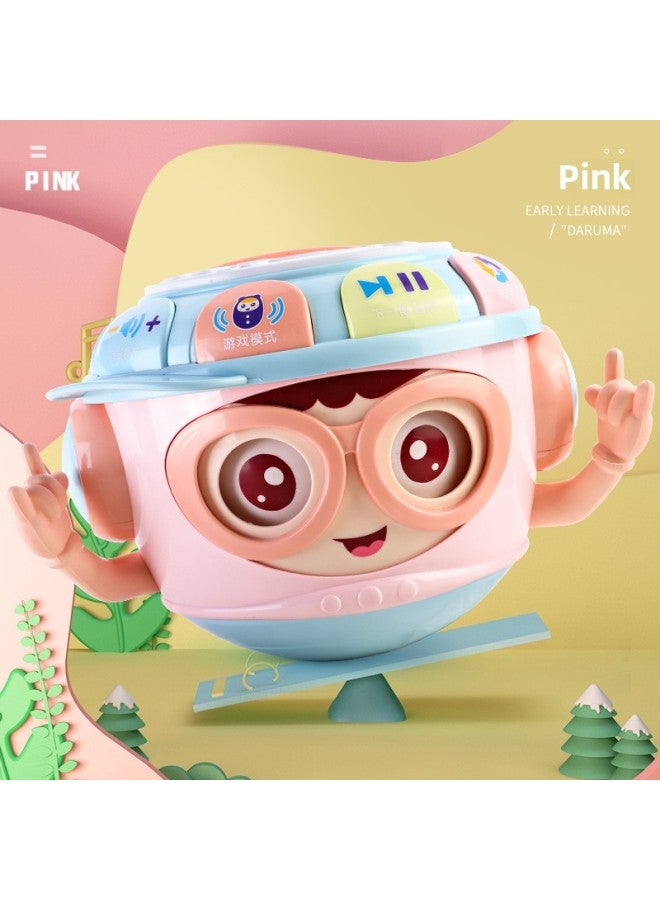 Baby Educational Toys Handbeat Drum 0-1-2 Years Old Children Music Projection Beat Drum Early Education Tumbler Boys And Girls-Color:Early Education Blink Projection Hand Drum [Powder] Standard Edition - Image 1