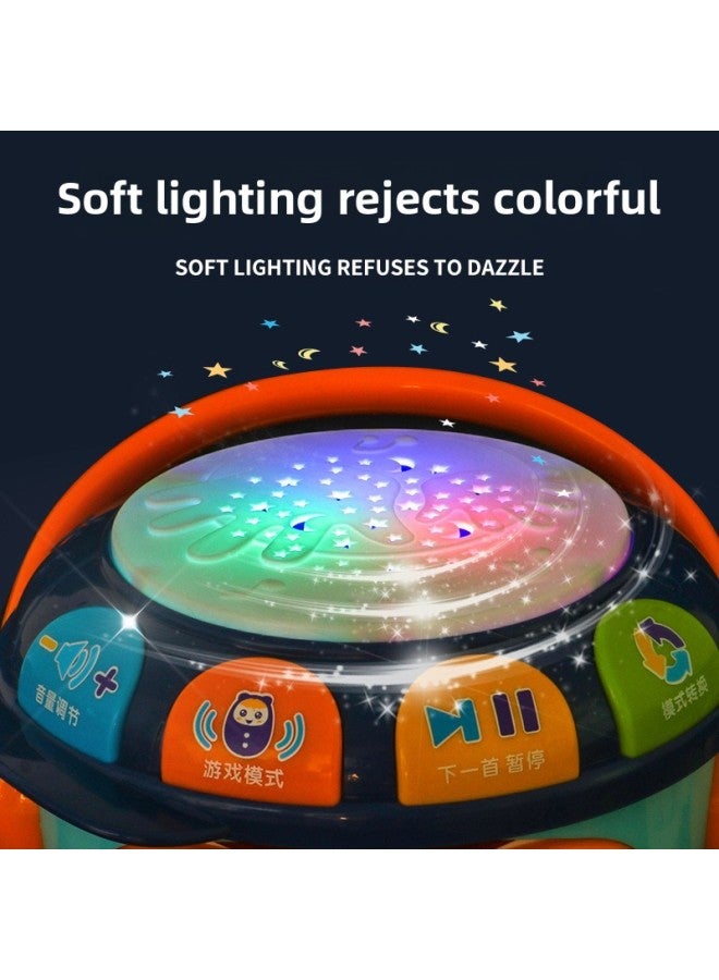 Baby Educational Toys Handbeat Drum 0-1-2 Years Old Children Music Projection Beat Drum Early Education Tumbler Boys And Girls-Color:Early Education Blink Projection Hand Drum [Powder] Standard Edition - Image 5