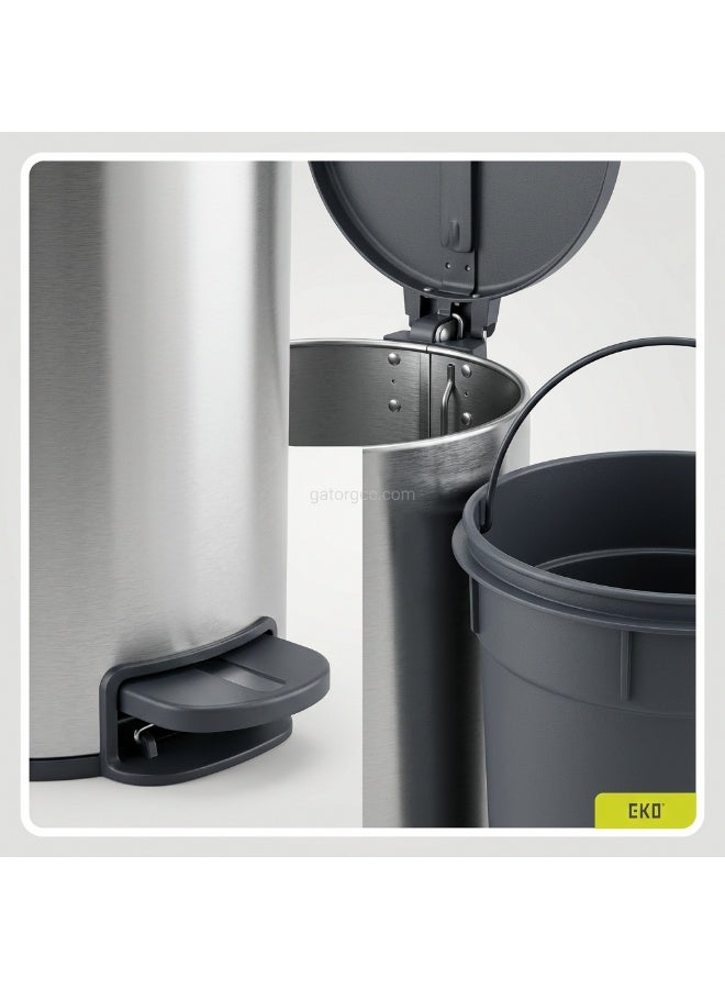 EKO NOVA SERIES | Brushed Stainless Steel Finish | Soft-Closing | Fingerprint-Resistant | Step Trash Bin | Small | 5L - Image 3