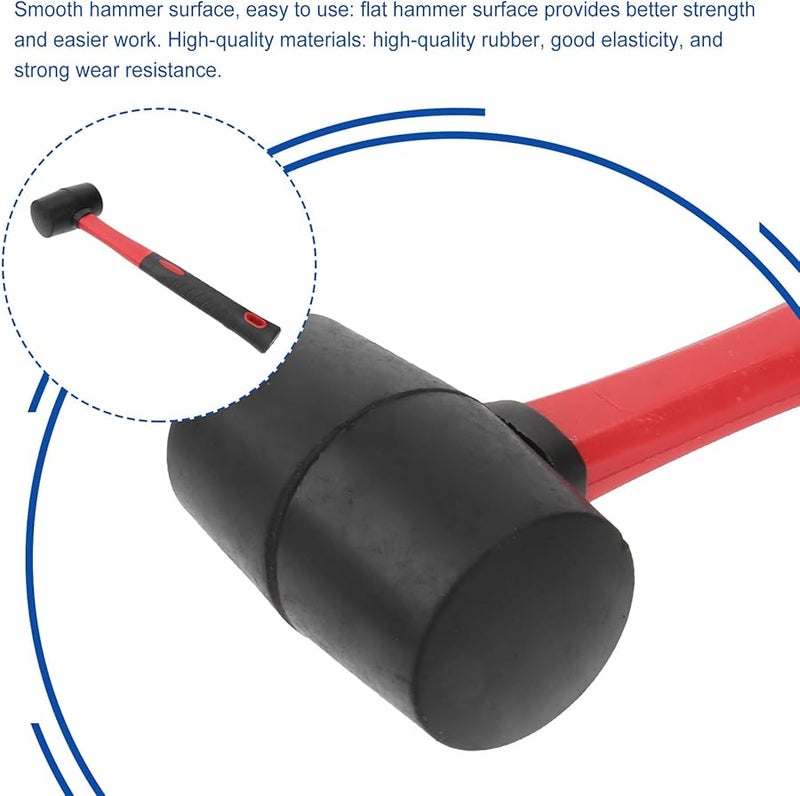 Rubber Mallet with Non Slip TPR Handle Ergonomic Shock Resistant Flooring Installation Hammer - Image 3