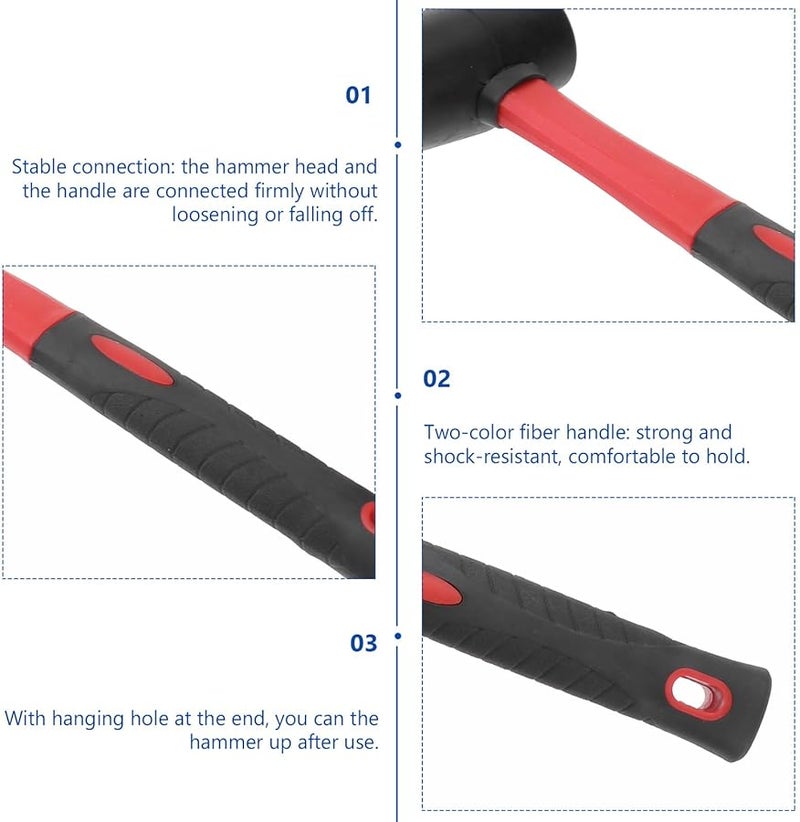 Rubber Mallet with Non Slip TPR Handle Ergonomic Shock Resistant Flooring Installation Hammer - Image 5