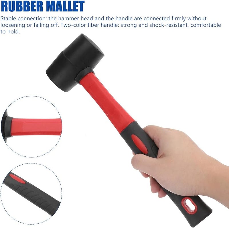 Rubber Mallet with Non Slip TPR Handle Ergonomic Shock Resistant Flooring Installation Hammer - Image 4