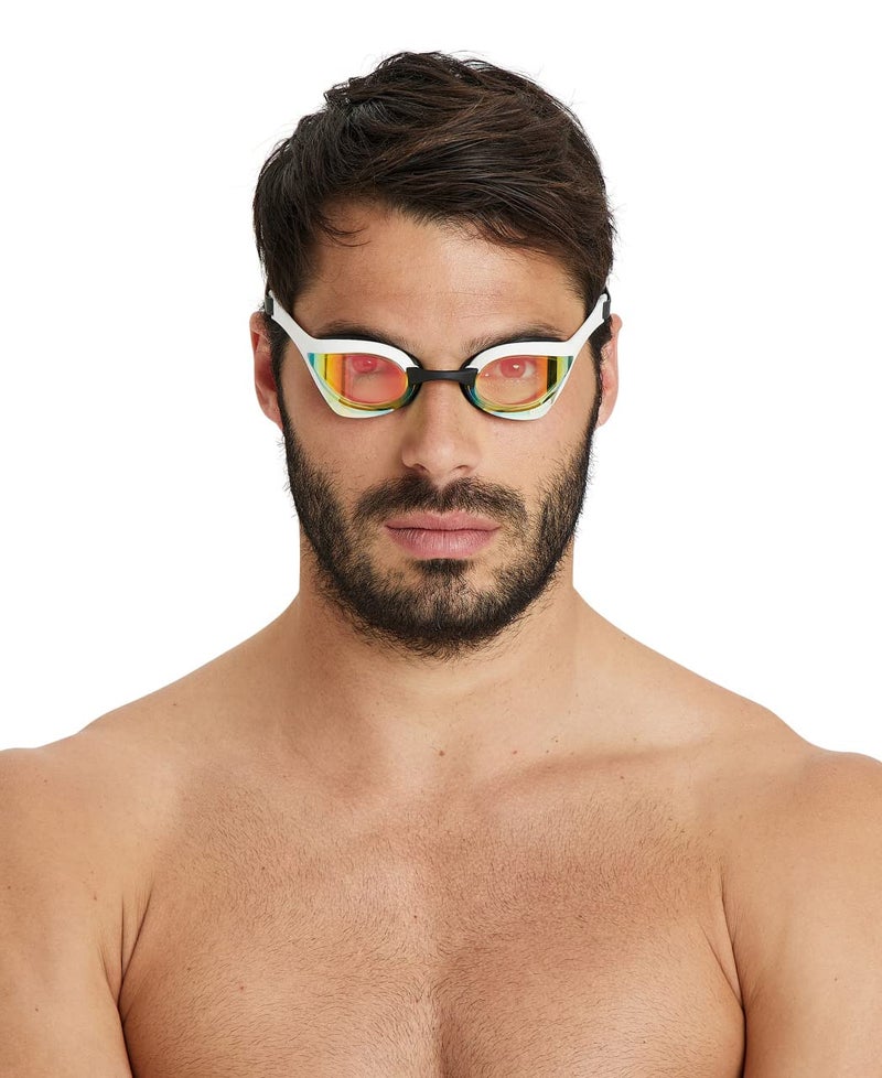 ARENA Unisex Cobra Ultra Swipe Racing Swim Goggles for Adult Men Women Anti-Fog Technology Polycarbonate Hard Mirrored Lens Professional Athlete Gear, Yellow Copper/White - Image 4